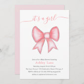 Het is een meisje schattig roze boog Baby shower Kaart (Voorkant / Achterkant)