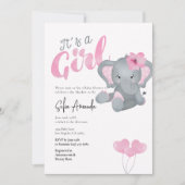 Het is een meisje schattig roze olifant Baby showe Kaart (Voorkant)