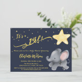 Het is een meisje! Schattige Baby Elephant Baby sh Kaart (Staand voorkant)