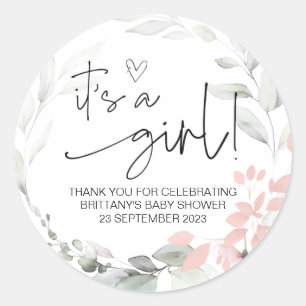 Het is een meisje Schattige Baby shower Favor Flor Ronde Sticker