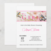 Het is een meisje schattige birdie baby shower kaa kaart (Voorkant / Achterkant)