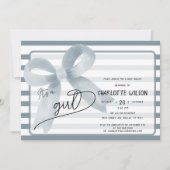 Het is een meisje Schattige Blue Bow Stripes Baby Kaart (Voorkant)