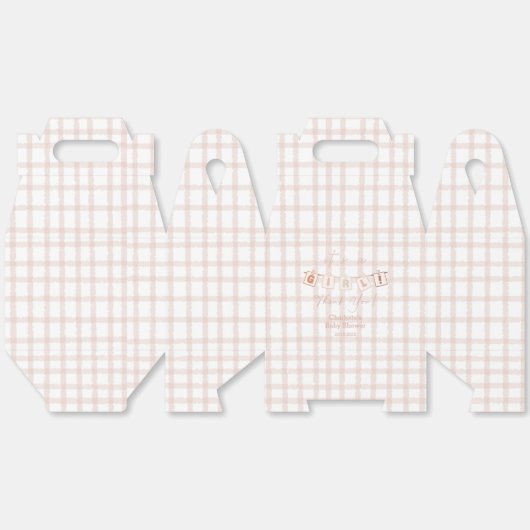 Het is een meisje Schattige Brown Gingham Notedry  Bedankdoosjes (Ongevouwen)