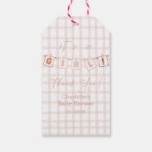 Het is een meisje Schattige Brown Gingham Notedry  Cadeaulabel (Achterkant)