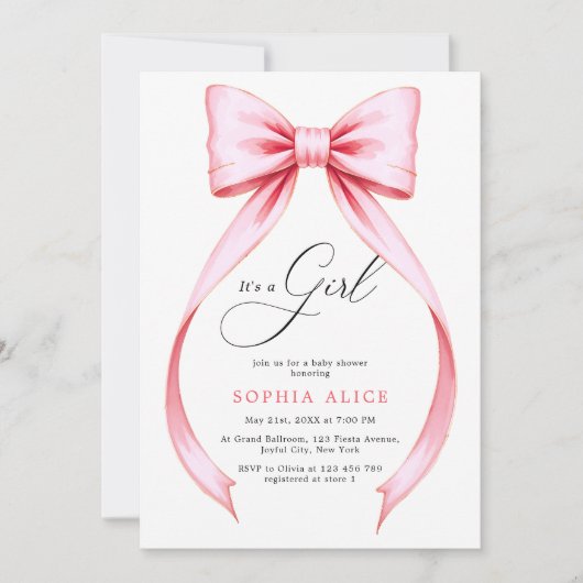 Het is een meisje Schattige Coquette Bow Sweet Bab Kaart (Voorkant)