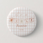 Het is een meisje Schattige Gingham Notedry Tante- Ronde Button 5,7 Cm (Voorkant)