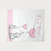 Het is een meisje Schattige Mama Baby olifant met  Wandkleed (Voorkant (horizontaal))