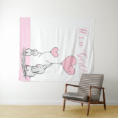 Het is een meisje Schattige Mama Baby olifant met  Wandkleed (In Situ (horizontaal))