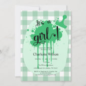 Het is een meisje Schattige Pastel Green Gingham B Kaart (Voorkant)