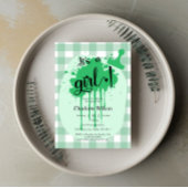 Het is een meisje Schattige Pastel Green Gingham B Kaart