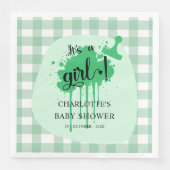 Het is een meisje Schattige Pastel Green Gingham B Servet (Voorkant)