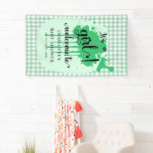Het is een meisje Schattige Pastel Green Gingham B Spandoek (Insitu)
