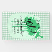 Het is een meisje Schattige Pastel Green Gingham B Spandoek (Horizontaal)