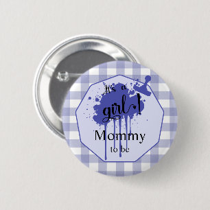 Het is een meisje Schattige pastel marineblauwe ge Ronde Button 5,7 Cm