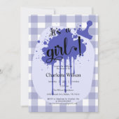 Het is een meisje Schattige Pastel Navy Gingham Ba Kaart (Voorkant)