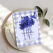 Het is een meisje Schattige Pastel Navy Gingham Ba Kaart