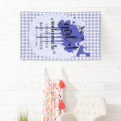 Het is een meisje Schattige Pastel Navy Gingham Ba Spandoek (Insitu)