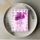 Het is een meisje Schattige Pastel Paarse Gingham Kaart