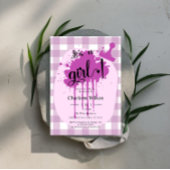 Het is een meisje Schattige Pastel Paarse Gingham Kaart