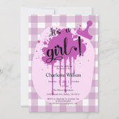 Het is een meisje Schattige Pastel Paarse Gingham Kaart (Voorkant)