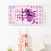 Het is een meisje Schattige Pastel Paarse Gingham Spandoek (Insitu)