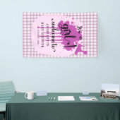 Het is een meisje Schattige Pastel Paarse Gingham Spandoek (Beurs)
