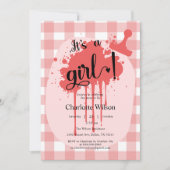 Het is een meisje Schattige Pastel Red Gingham Bab Kaart (Voorkant)