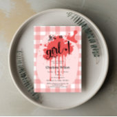 Het is een meisje Schattige Pastel Red Gingham Bab Kaart