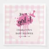 Het is een meisje Schattige pastel roze gingham Ba Servet (Voorkant)