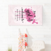 Het is een meisje Schattige pastel roze gingham Ba Spandoek (Insitu)