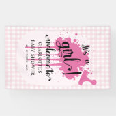 Het is een meisje Schattige pastel roze gingham Ba Spandoek (Horizontaal)