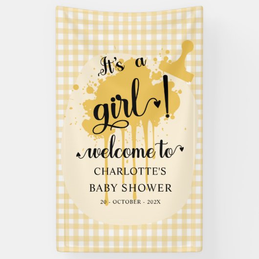 Het is een meisje Schattige Pastel Sinaasappel Gin Spandoek (Verticaal)