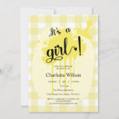Het is een meisje Schattige Pastel Yellow Gingham  Kaart (Voorkant)