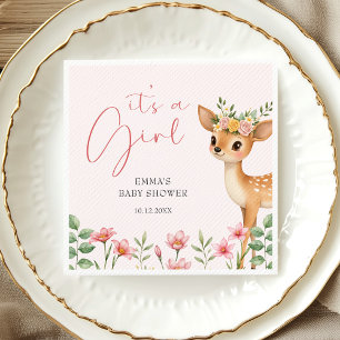 Het is een meisje Schattige Woodland Deer Baby Gir Servet