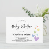 Het is een meisje! Schattigee en kleurrijke harten Kaart (Staand voorkant)