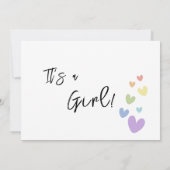 Het is een meisje! Schattigee en kleurrijke harten Kaart (Achterkant)
