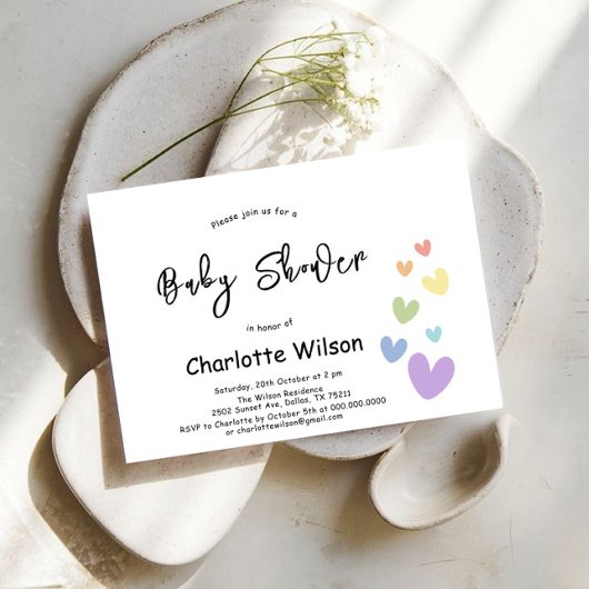 Het is een meisje! Schattigee en kleurrijke harten Kaart