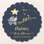 Het is een meisje! Schattigee olifant en ballon Ba Kartonnen Onderzetters (Voorkant)