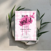 Het is een meisje! Schattigee Pastel Pink Gingham  Kaart