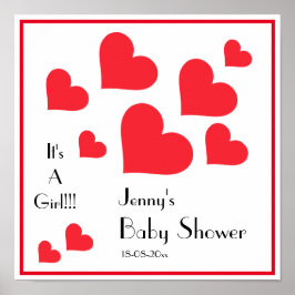 Het is een meisje! - Schattigee Rode Harten Custom Poster