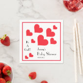 Het is een meisje! - Schattigee Rode Harten Custom Servet (Insitu)