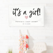 Het is een meisje Simple Pink Heart Baby shower Spandoek (Insitu)