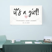 Het is een meisje Simple Pink Heart Baby shower Spandoek (Beurs)