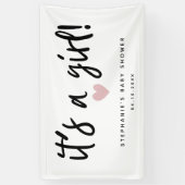 Het is een meisje Simple Pink Heart Baby shower Spandoek (Verticaal)