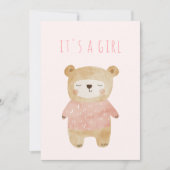 Het is een meisje slaperig schattig Beer roze Baby Kaart (Voorkant)