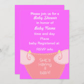 Het is een meisje: Sparen de Uitnodiging van het B (Voorkant / Achterkant)