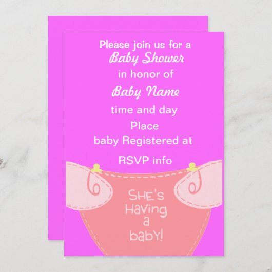 Het is een meisje: Sparen de Uitnodiging van het B (Voorkant / Achterkant)