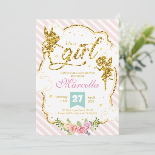 Het is een meisje sprookje glitter aankondiging (Staand voorkant)