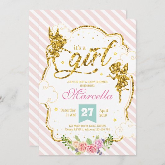 Het is een meisje sprookje glitter aankondiging (Voorkant / Achterkant)