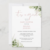 Het is een meisje stoffige Roos groen Baby shower Kaart (Voorkant)